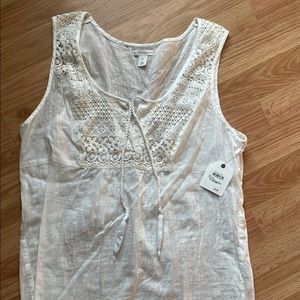 Caslon Linen White Lace Tank